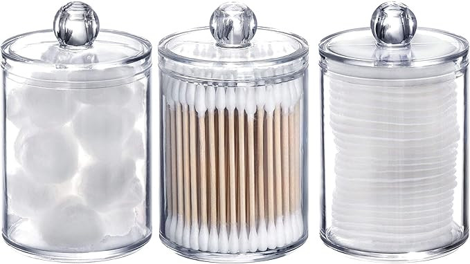Tbestmax 10 Oz Plastic Cotton Swab Ball Pad Holder, Qtip Jar Clear Makeup Organizer, Bathroom Con... | Amazon (US)
