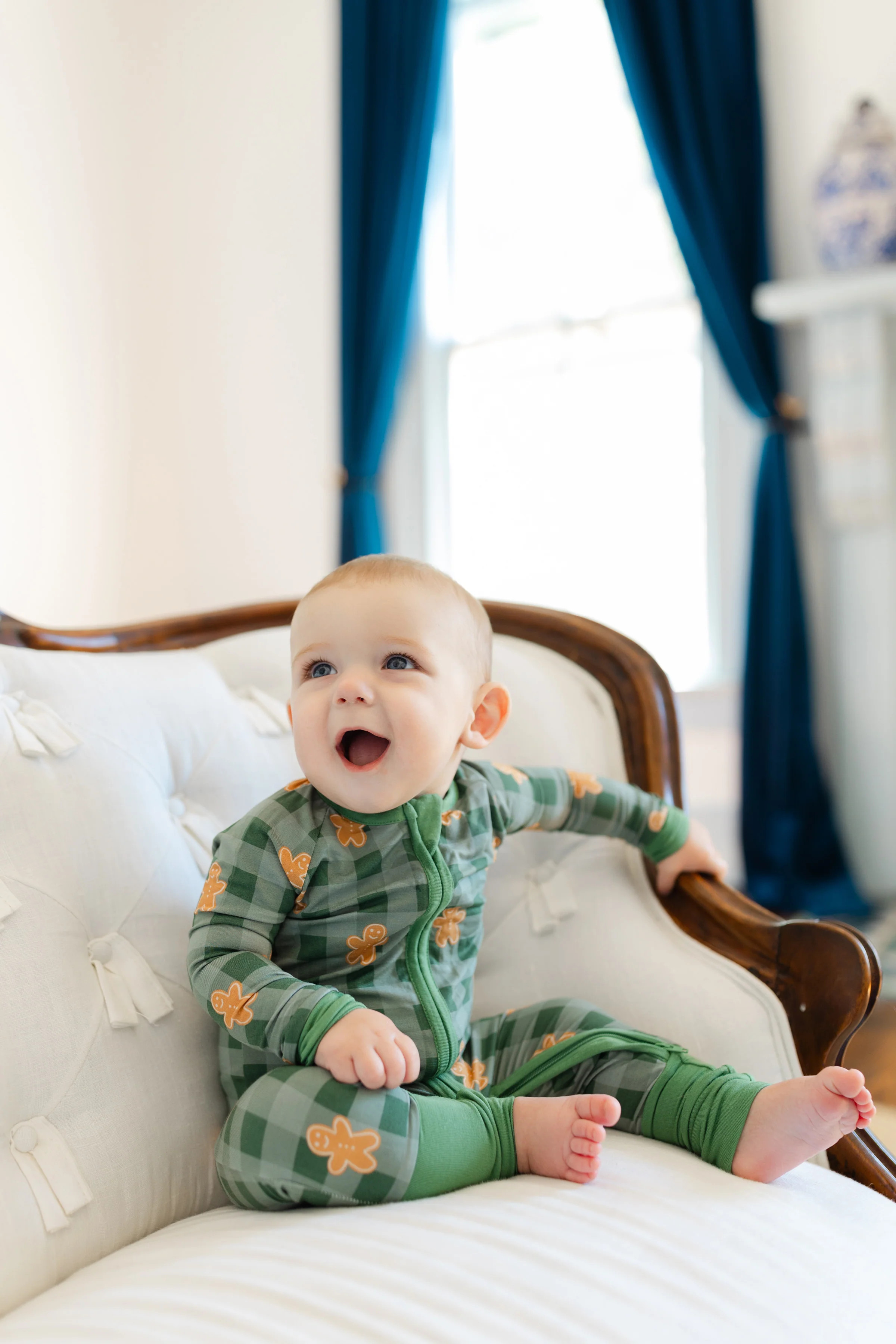 Green Gingerbread Man Premium Zipper Romper | Poppy Kids Co