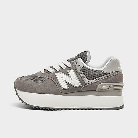 New Balance Women's 574+ Platform Casual Shoes in Shadow Grey/Rain Cloud Size: 8.5 | Finish Line (US)