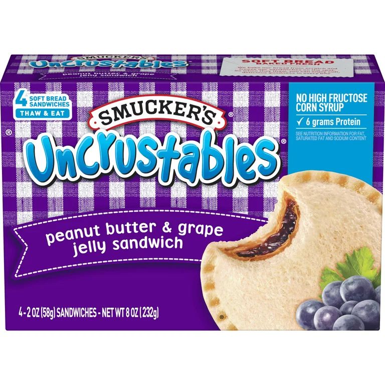 Smucker's Uncrustables Peanut Butter & Grape Jelly Sandwich, 8 oz, 4 Count (Frozen) - Walmart.com | Walmart (US)