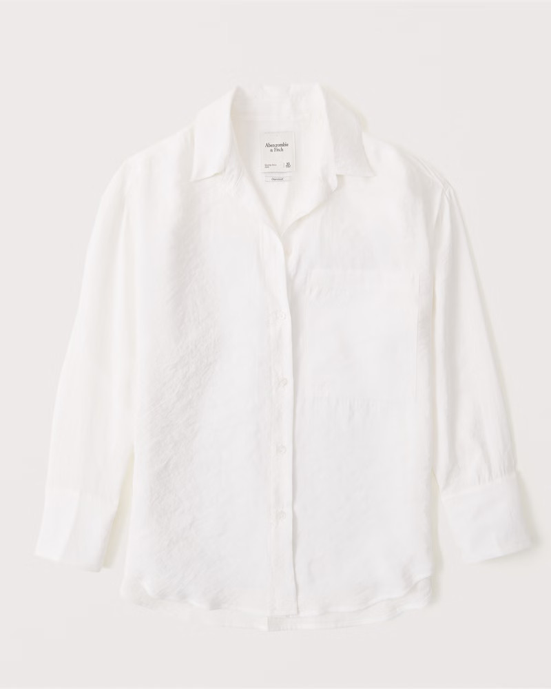 Women's Oversized Long-Sleeve Crinkle Cupro Shirt | Women's Tops | Abercrombie.com | Abercrombie & Fitch (US)