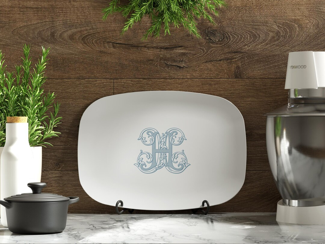 French Blue Monogrammed Platter | Customized Serving Tray | Monogrammed Wedding Gift | Personaliz... | Etsy (US)