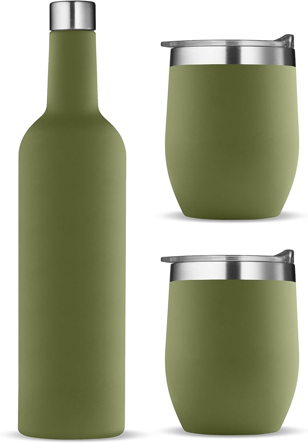Wine Chiller Gift Set - Vacuum-Insulated Wine Bottle 750ml & Two Wine Tumbler With Lids 16 oz. Ma... | Amazon (US)