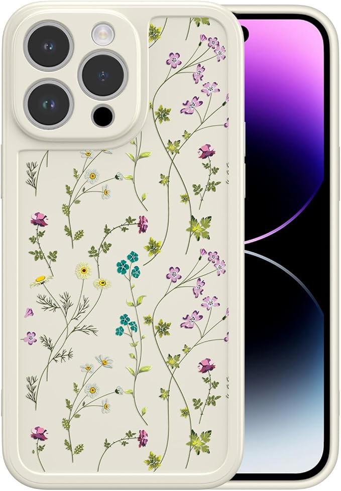RALEAVO Floral Case for iPhone 14 Pro Max, Flower Branch Pattern Design Cute Cover Case for Girls... | Amazon (US)