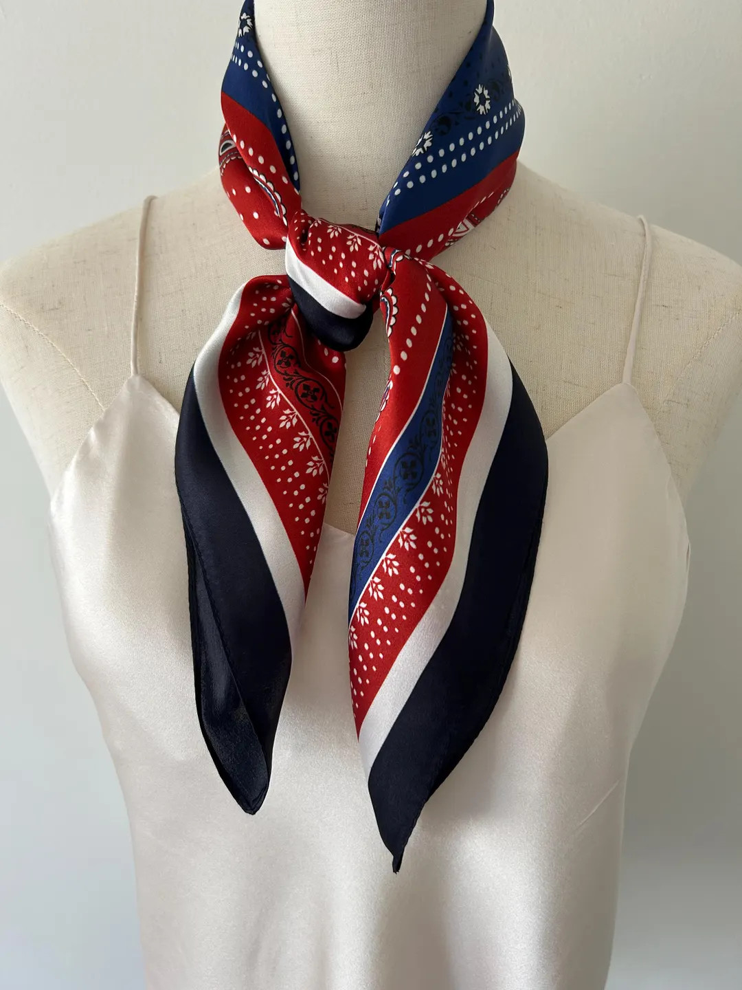 Mulberry Silk Scarf: Red, White & Blue Neckerchief (26"x26") | Etsy (US)