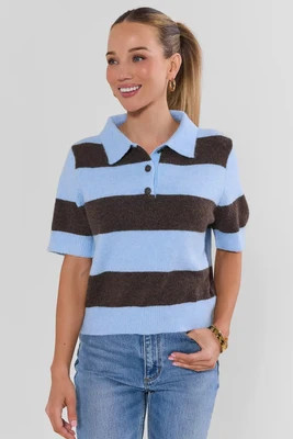 Blue Striped Knit Top | Avara