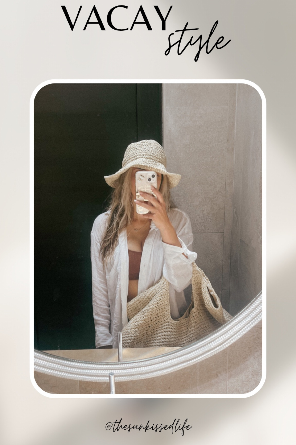 beach vacation style, casual beach vacay look, oversized white button down shirt, beachy hat, extra large crocheted beach bag 


#LTKswim #LTKtravel #LTKunder100