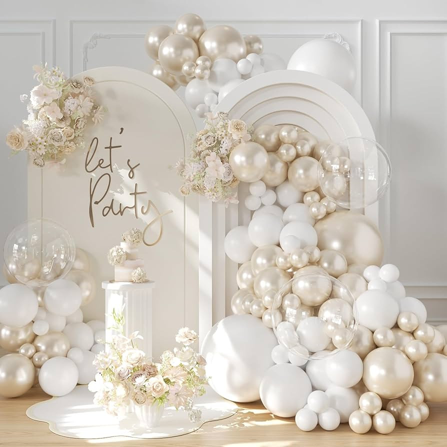 Pearl White Balloon Arch Kit 101Pcs Double Stuffed Pearl Balloons Garland Arch Kit Including Pear... | Amazon (US)
