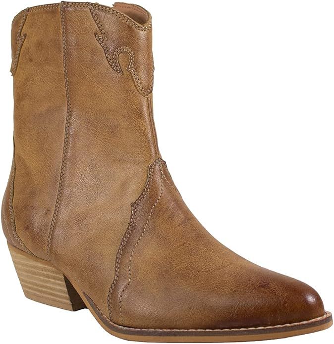 ARiderGirl Hala Women's Western Booties Side Zipper Pointed Toe Stacked Heel Ankle Boots | Amazon (US)