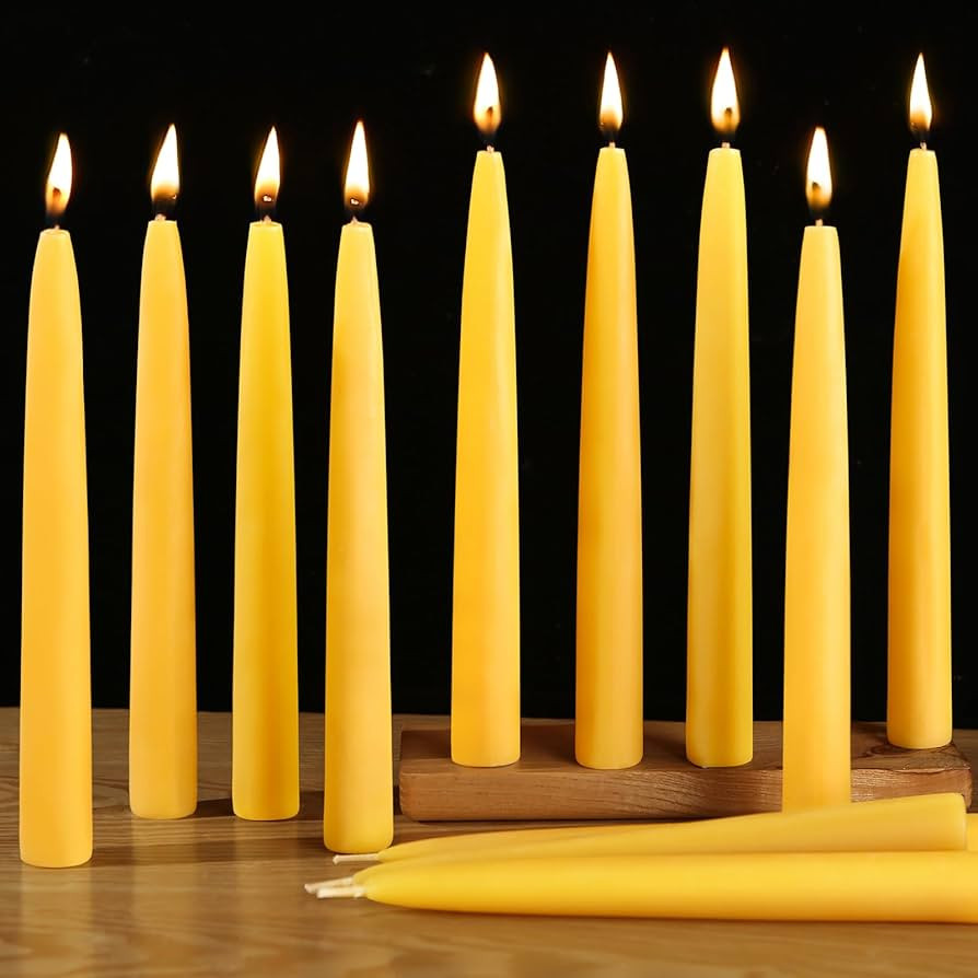 12 Pack Beeswax Taper Candles,8in Dripless Pure Beeswax Candles,8 Hours Long Burning 100% Natural... | Amazon (US)