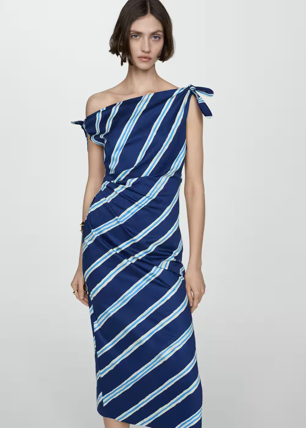 Striped dress bare shoulders | MANGO (US)