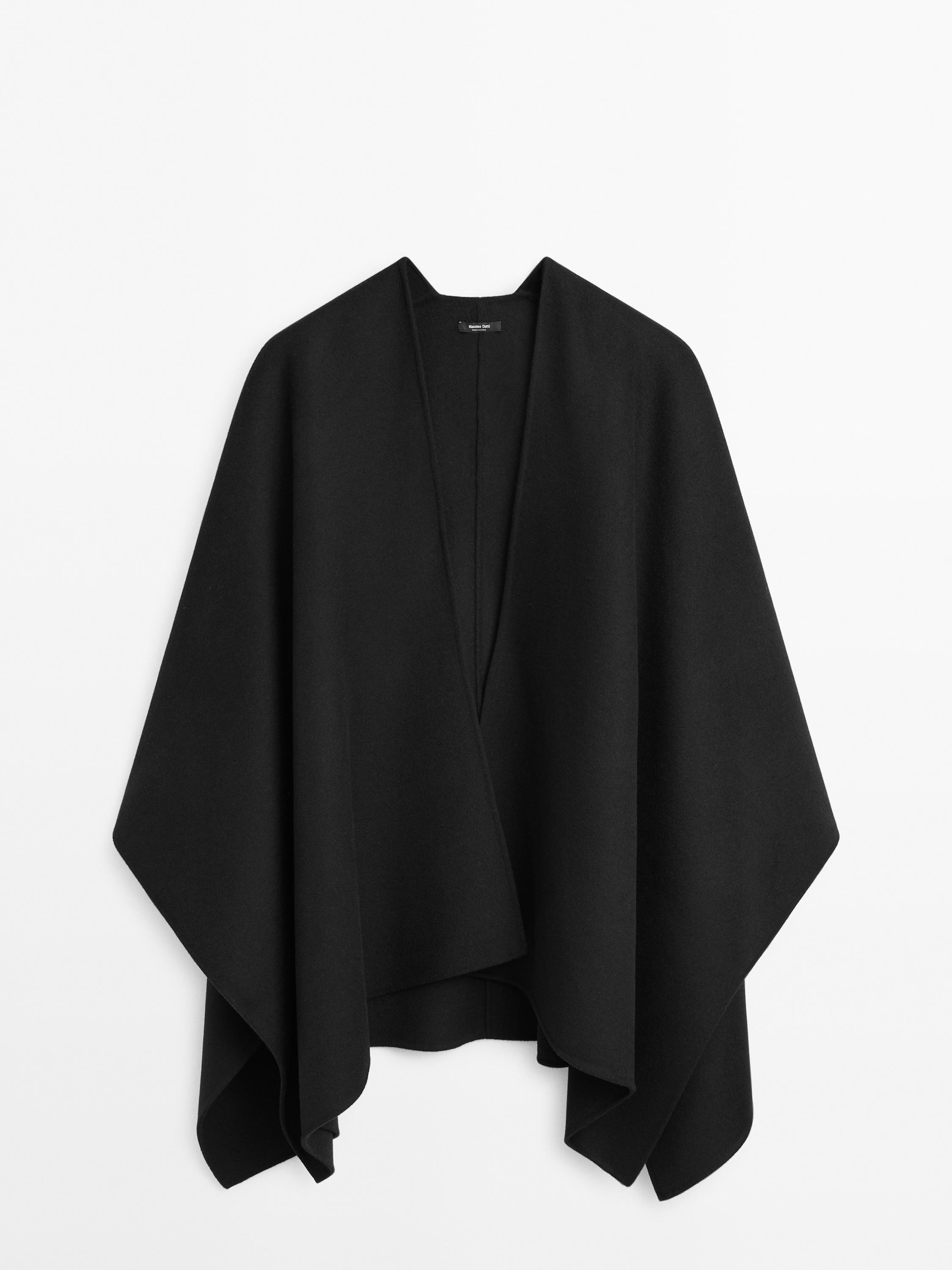 Wool blend felt texture cape | Massimo Dutti UK