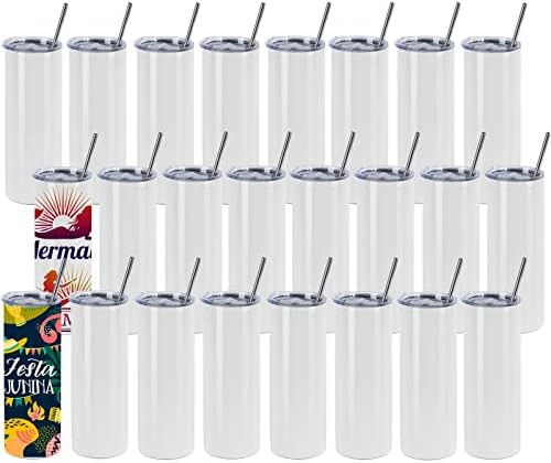 24 Pack Sublimation Tumblers Bulk 20 oz Skinny Straight, Sublimation Blanks Double Wall Stainless... | Amazon (US)
