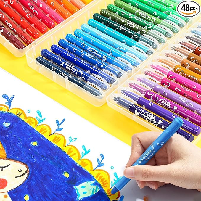 M&G Washable Tempera Paint Sticks, 48 colors Solid Tempera Paint Set with 1 paint brush for Kids,... | Amazon (US)