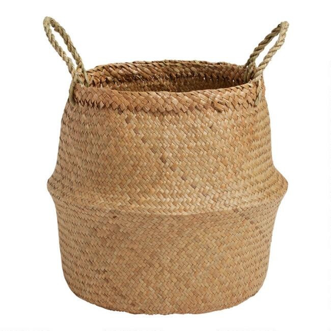 Natural Seagrass Ellery Belly Basket | World Market
