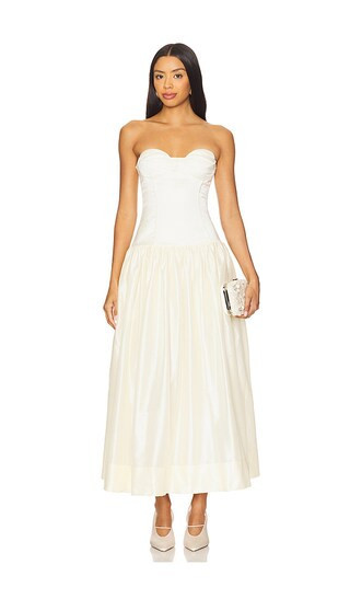Anna October Chloe Gown in Cream. - size S | Revolve Clothing (Global)