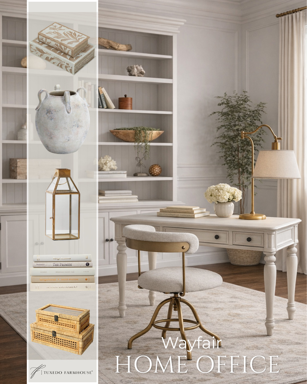 Soft neutrals, timeless textures, and a touch of brass ✨ This elegant home office is all about creating a calm, elevated space that feels as beautiful as it is functional. 

Seasonal, home decor, accent chairs, rugs, wall art, frames, pillows, lamps, baskets, candles, books, coffee tables, ottomans, trays, bowls, consoles, accent tables
 

 #LTKSeasonal #LTKHome #LTKSaleAlert