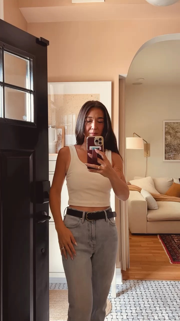 Sized up to a medium in this ribbed tank top with a built in bra for a looser fit 

#LTKVideo #LTKStyleTip