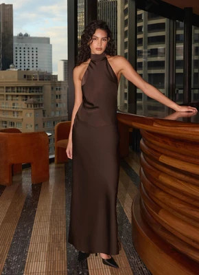 Peppermayo US Gelita Halter Maxi Dress - Chocolate - Gelita Halter Maxi Dress - Chocolate | Shop.app