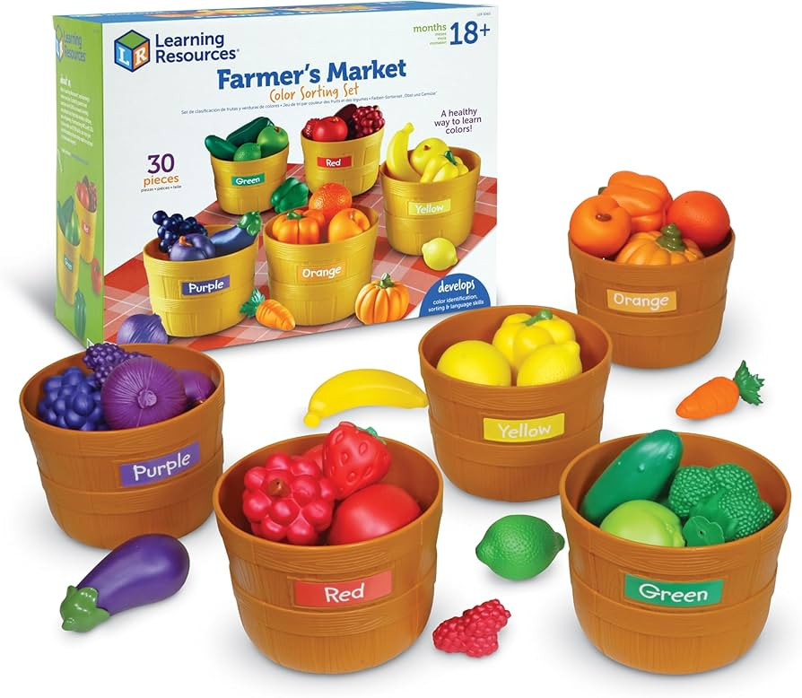 Learning Resources Farmer's Market Color Sorting Set - Play Food for Kids, Toddler Stacking Toys,... | Amazon (US)