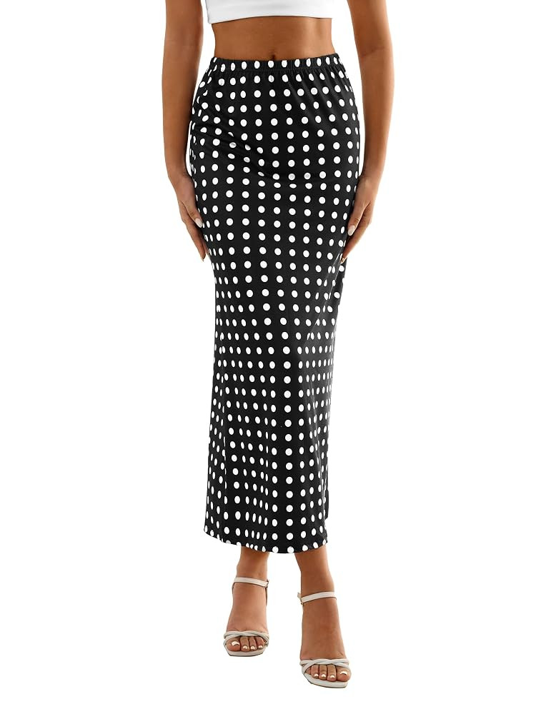 SOFIA'S CHOICE Women's Polka Dot Maxi Skirt Vintage Retro A Line Club Flare Midi Skirt | Amazon (US)