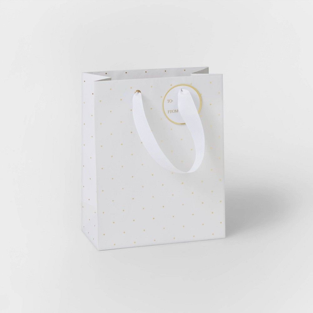 White with Gold Swiss Dot Gift Bag - Sugar Paper | Target