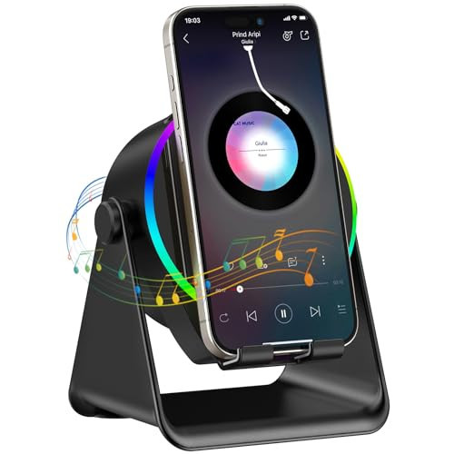 TARKARI Wireless Induction Speaker, 5 in 1 Bluetooth Speaker, 360° Rotation Cell Phone Stand and Colorful Ambient Light, Compatible with iPhone iPad Android Tablet, Birthday Gifts for Him Women Men | Amazon (US)