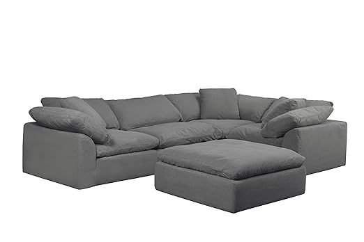 Sunset Trading Cloud Puff 5 Piece Modular Performance Gray Sectional Slipcovered Sofa, Grey | Amazon (US)