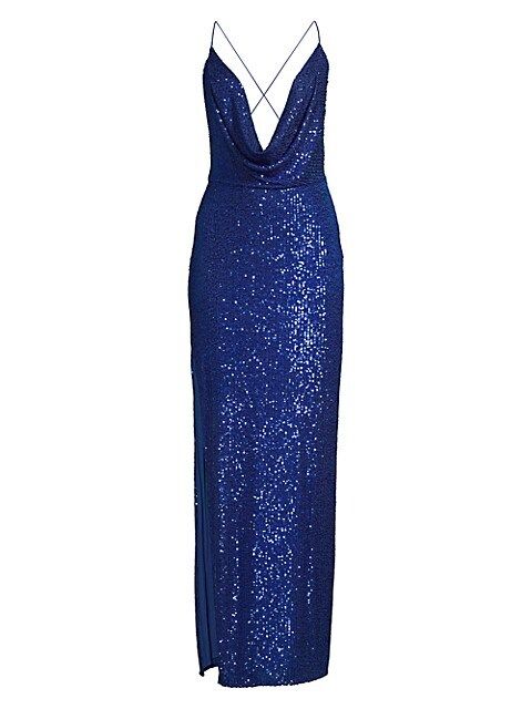 Milena Sequin Plunging Cowlneck Gown | Saks Fifth Avenue