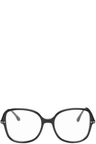 Black Thin Square Glasses | SSENSE
