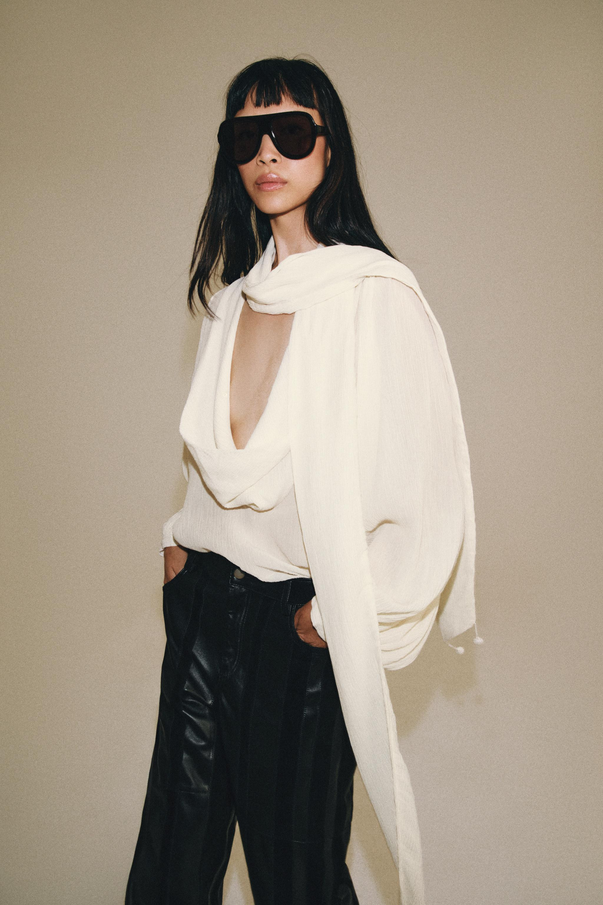 ZW COLLECTION TIE-NECK SHIRT | Zara US