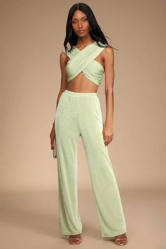 Make You Do a Double Take Green High-Waisted Wide-Leg Pants | Lulus (US)