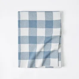 KNITTED_Gingham Kids Throw / Smoke Blue/ Ivory | Bed Bath N' Table