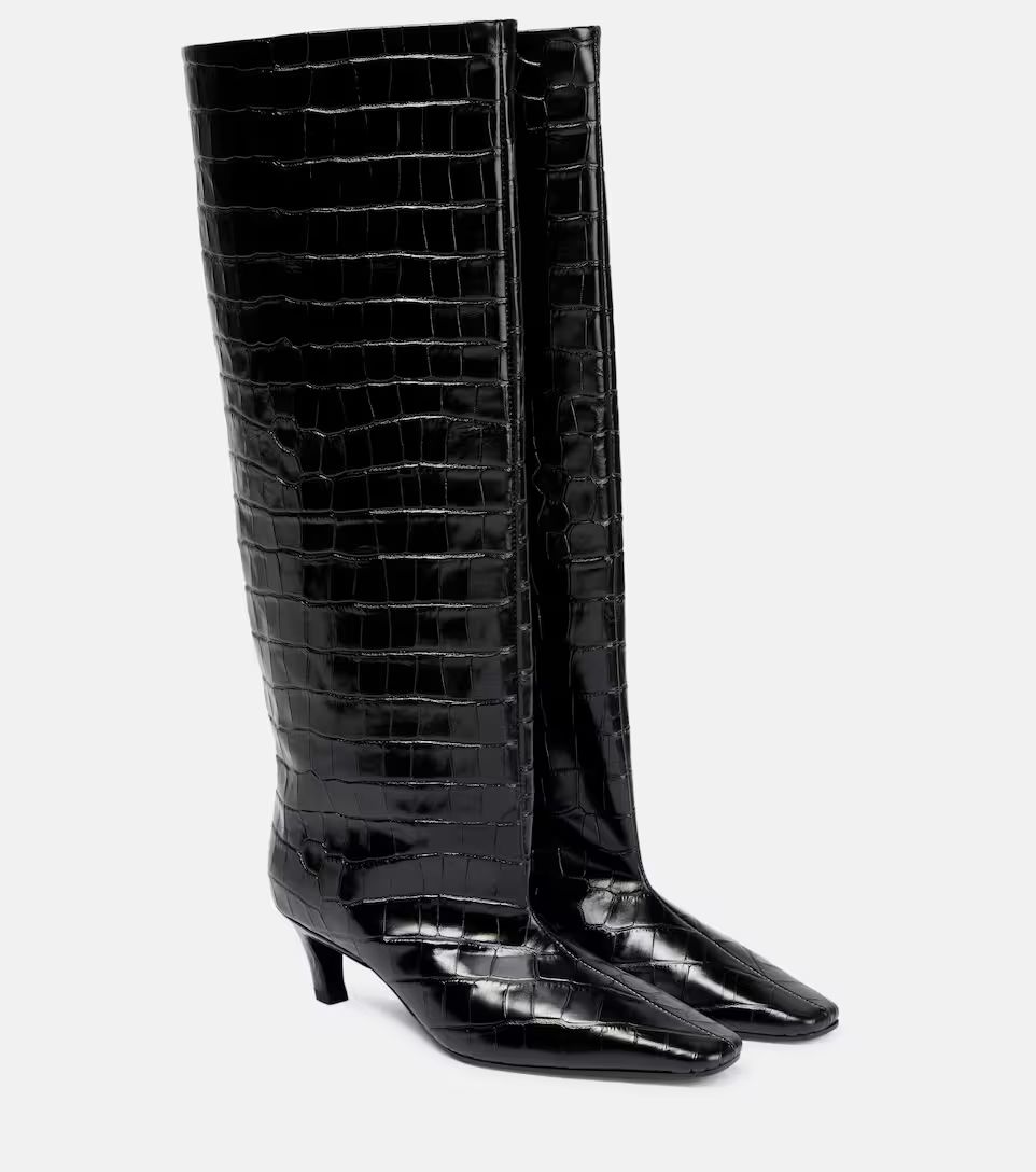 Croc-effect leather knee-high boots | Mytheresa (DACH)