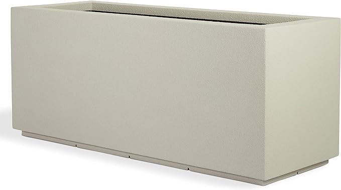 PolyStone Milan Tall Modern Outdoor/Indoor Rectangular Trough Planter, 46" L X 17" W X 19" H, Lig... | Amazon (US)