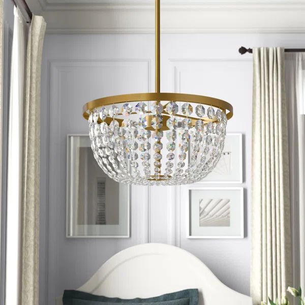 Channing 3 - Light Unique Bowl Pendant with Crystal Accents | Wayfair North America