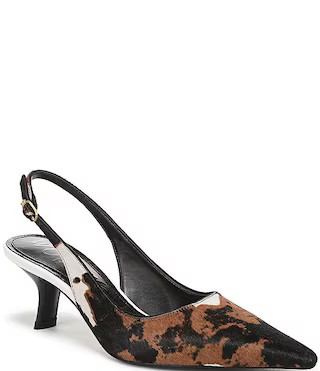 Sam Edelman Bianka Cow Print Calf Hair Pointed Toe Slingback Pumps | Dillard's | Dillard's