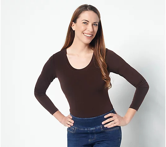 Susan Graver Every Day Liquid Knit Long-Sleeve Bodysuit | QVC
