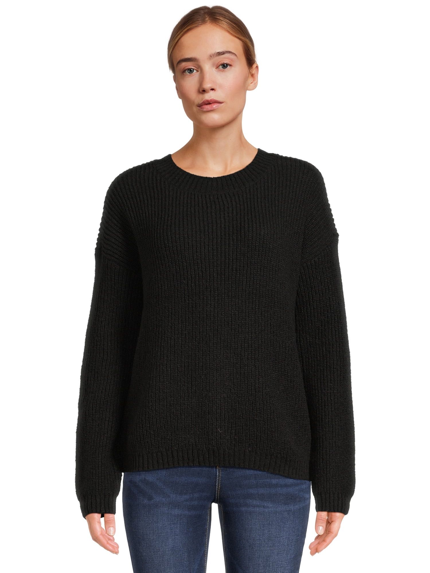 No Boundaries Juniors Shaker Stitch Crewneck Sweater | Walmart (US)