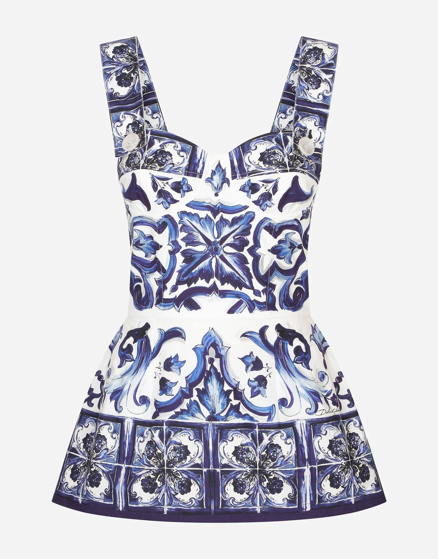 Majolica-print poplin top with peplum detail | Dolce & Gabbana - INT