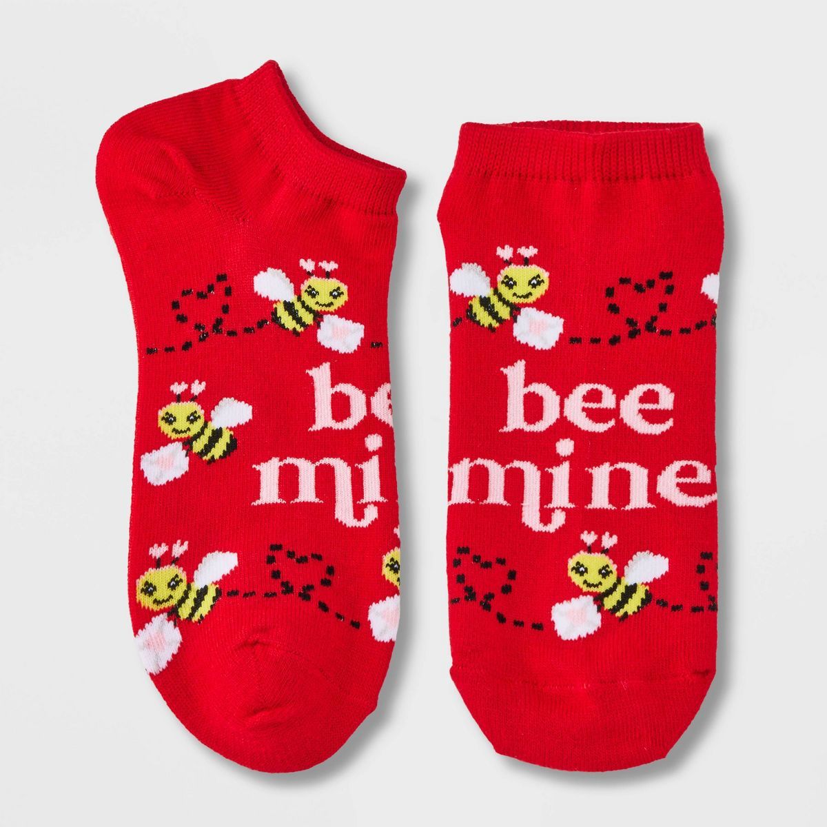 Women's 'Bee Mine' Valentine's Day Low Cut Socks - Red 4-10 | Target