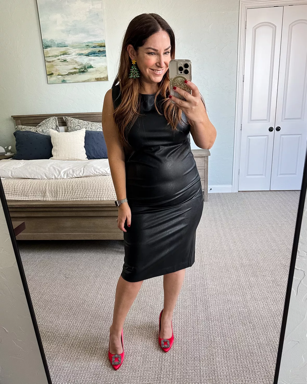 Spanx Leather-Like Combo Fitted Dress