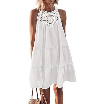 BTFBM Women Summer Dresses 2026 Casual Spring Clothes Sleeveless Halter Neck A-Line Boho Mini Dre... | Amazon (US)