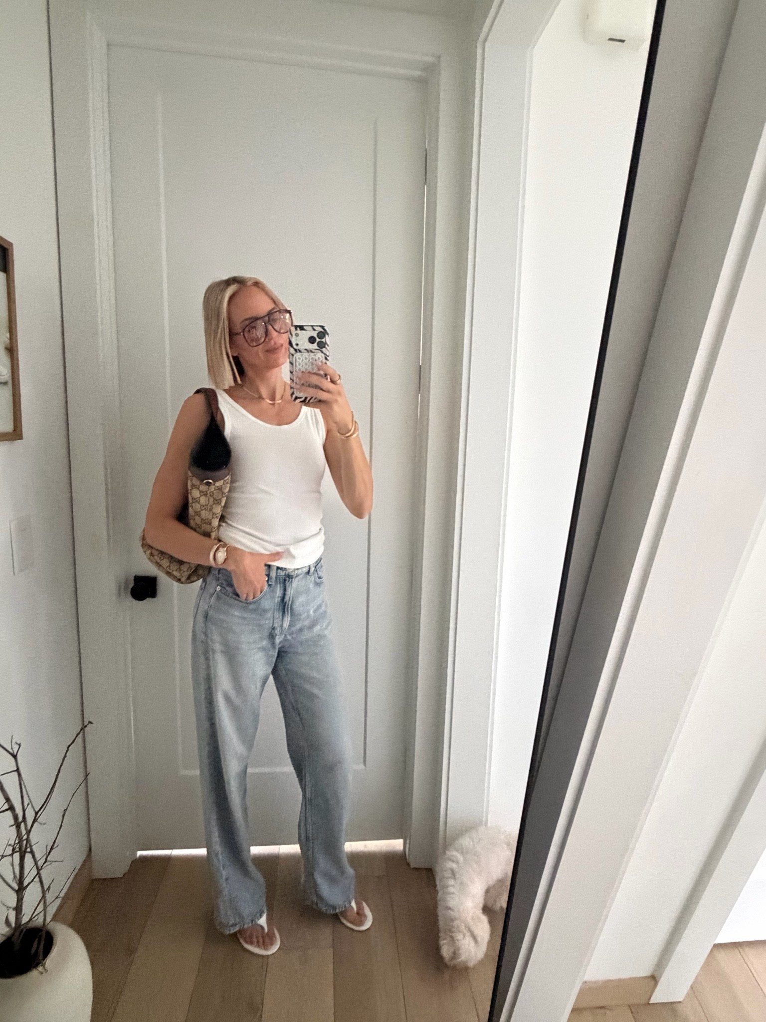 These sunglasses are some of the most link requests I’ve ever gotten. I’m wearing a small in the tank. Jeans are so so comfortable. Tall girl friendly. Size down if you want them more snug at the waist. I kind of like them loose. Shoes run TTS. ￼

#LTKTall #LTKOver40 #LTKootd