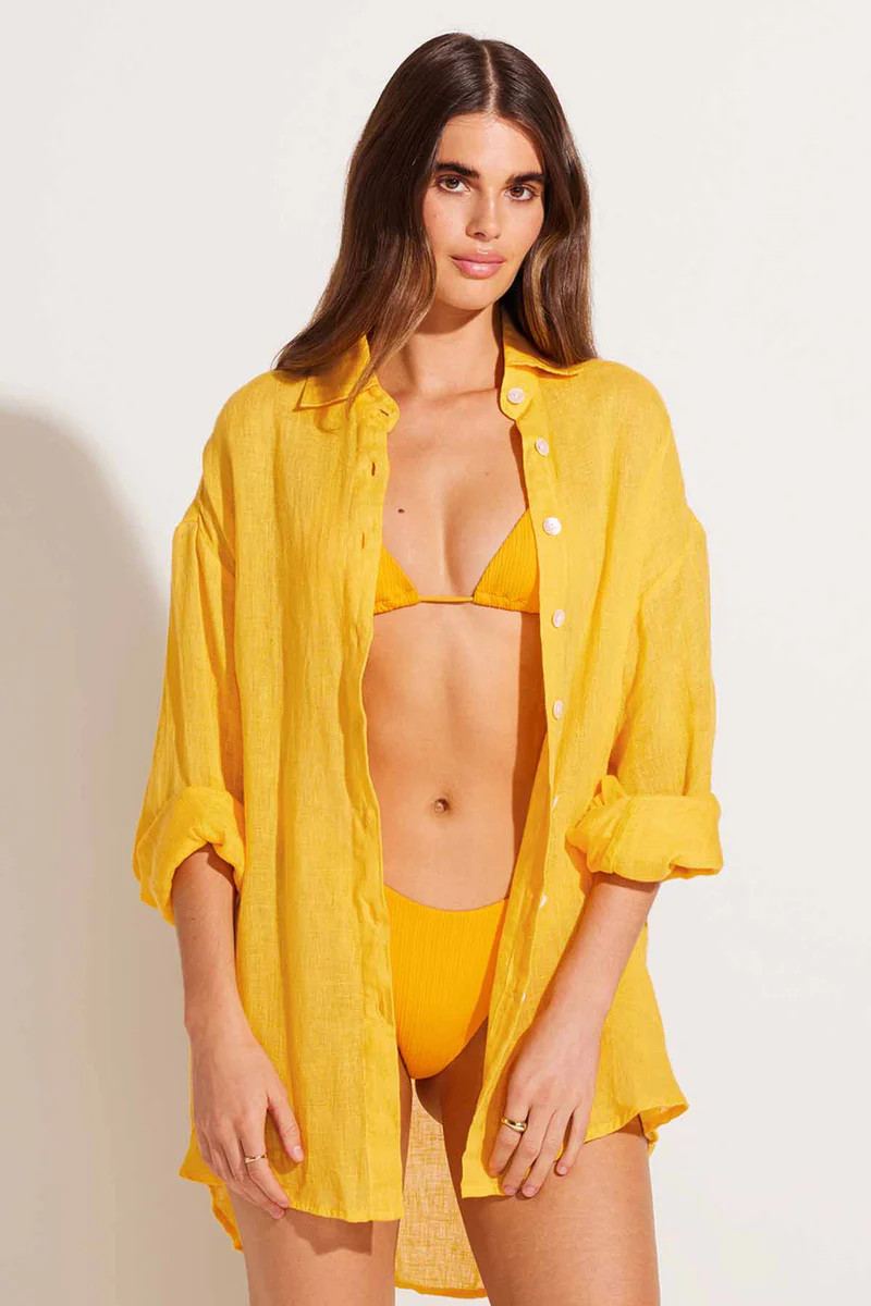 Vitamin A Playa Boyfriend Shirt Sunflower Ecolinen | Vitamin A Swim