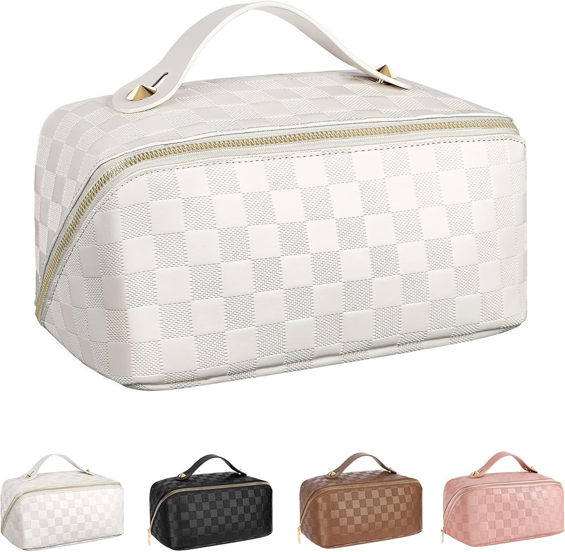 ALEXTINA Large Capacity Travel Cosmetic Bag - Portable Makeup Bags for Women Waterproof PU Leathe... | Amazon (US)