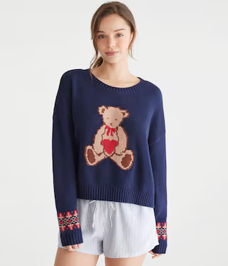 Teddy Bear Slouchy Crew Sweater | Aeropostale