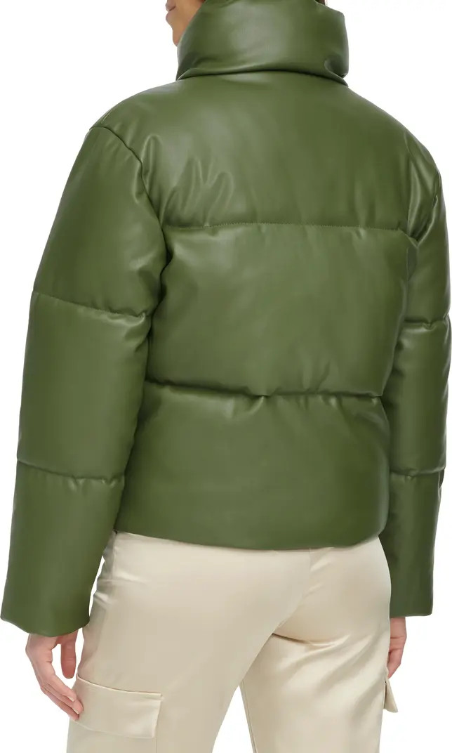 Water Resistant Faux Leather Puffer Jacket | Nordstrom