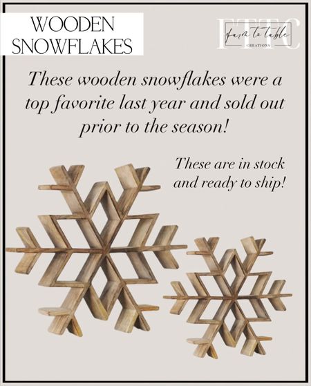 Wooden Snowflakes. Follow @farmtotablecreations on Instagram for more inspiration. Wooden Snowflake. Holiday Decor. Christmas Decor. Freestanding shelf decor. Console Decor. 

#LTKhome #LTKfindsunder50 #LTKHoliday
