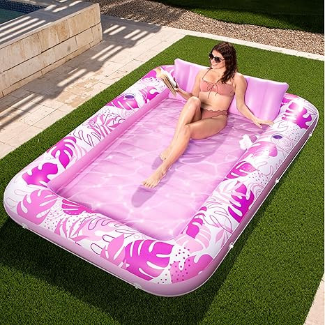 SLOOSH Inflatable Tanning Pool Lounger Float, 85" x 57" Extra Large Pool Floats Adult with Pillow... | Amazon (US)